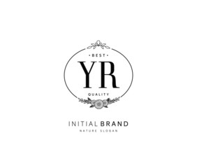 Y R YR Beauty vector initial logo, handwriting logo of initial signature, wedding, fashion, jewerly, boutique, floral and botanical with creative template for any company or business.