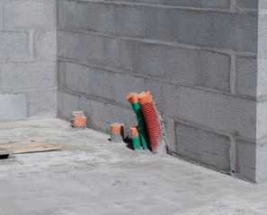 wiring communications on the foundation at a construction site