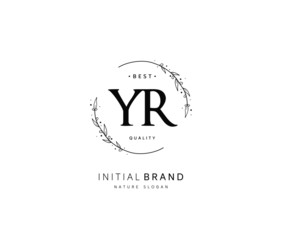 Y R YR Beauty vector initial logo, handwriting logo of initial signature, wedding, fashion, jewerly, boutique, floral and botanical with creative template for any company or business.