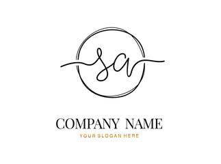 S A SA Initial handwriting logo design with circle. Beautyful design handwritten logo for fashion, team, wedding, luxury logo.