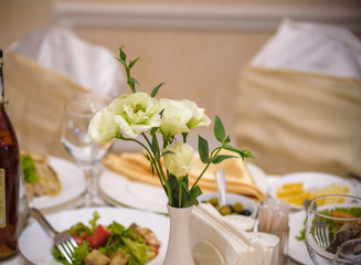 Banquet hall in the restaurant. Concept: Serving. Celebration. Anniversary. Wedding