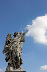 Fototapeta na wymiar Sculpture of Angel with the Lance (and bird on a wing), Ponte Sant'Angelo - Rome, Italy
