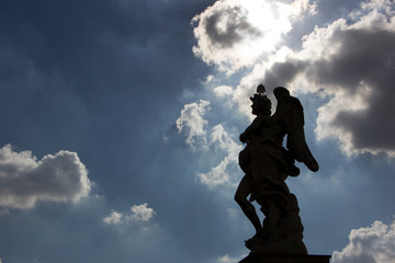 Silhouette of Angel with the Superscription (with bird on head), Ponte Sant'Angelo - Rome, Italy