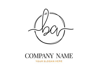 B A BA Initial handwriting logo design with circle. Beautyful design handwritten logo for fashion, team, wedding, luxury logo.