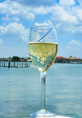 Glass of White Wine by the Water
