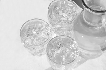 Glasses of Fresh Water and Bottle