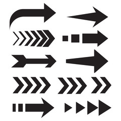 Set of black arrows on a white background