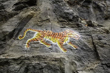 Tiger painted in stone