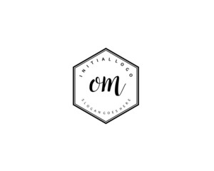 OM Initial handwriting logo vector	