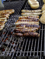 Sausages on grill