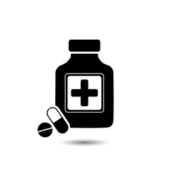 Pills with shadow vector icon