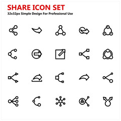 Share Icon set Simple Design for Professional use. contains various share icons. vector base.