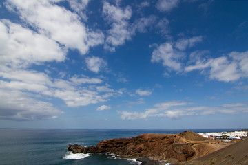 Beautiful landscape of los golfos beach, at Lanzarote