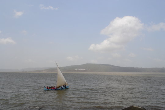 sailboat on the sea in Alibag Town in Maharashtra