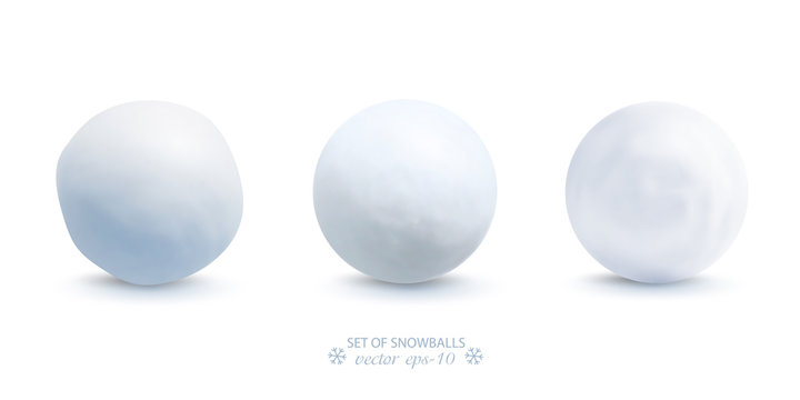 Set of snowballs isolated on white background . Snow ball ice vector .New year banner .Christmas.