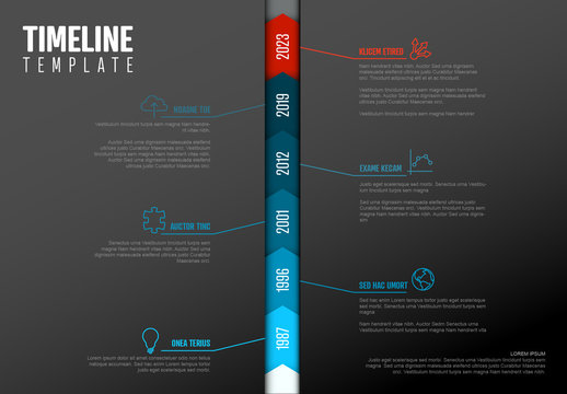 Dark Timeline Infographic with Blue Elements