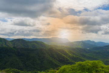 Landscape of mountains and beautiful sky North of Thailand