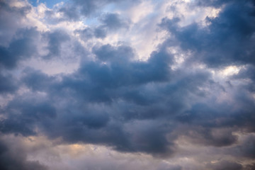 Fototapeta premium Stormy clouds on summer evening. Rainy sky before the storm.