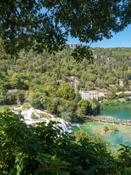 Croatia, Europe, august 2019: Beautiful Skradinski Buk Waterfall In Krka National Park - Dalmatia