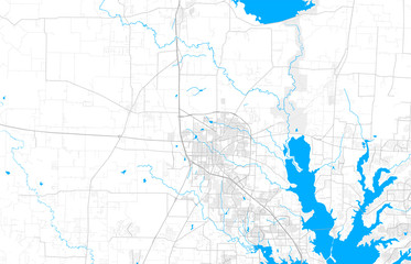 Rich detailed vector map of Denton, Texas, USA