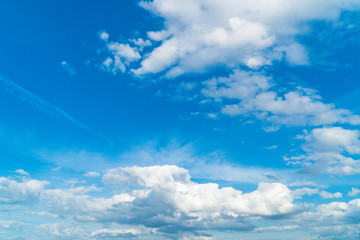 panorama of sunset blue sky with cirrus clouds