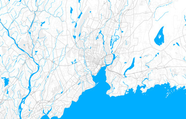 Rich detailed vector map of New Haven, Connecticut, USA