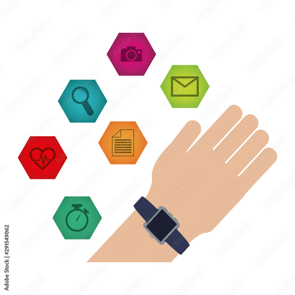 Poster smart watch technology with applications menu