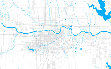 Fototapeta premium Bogata mapa szczegółowa wektor Topeka, Kansas, USA