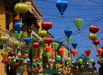 Fototapeta na wymiar Chinese Lanterns on a street in Hoi An in the day, Vietnam 