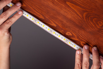 installation of led strip.hands mount light for niches