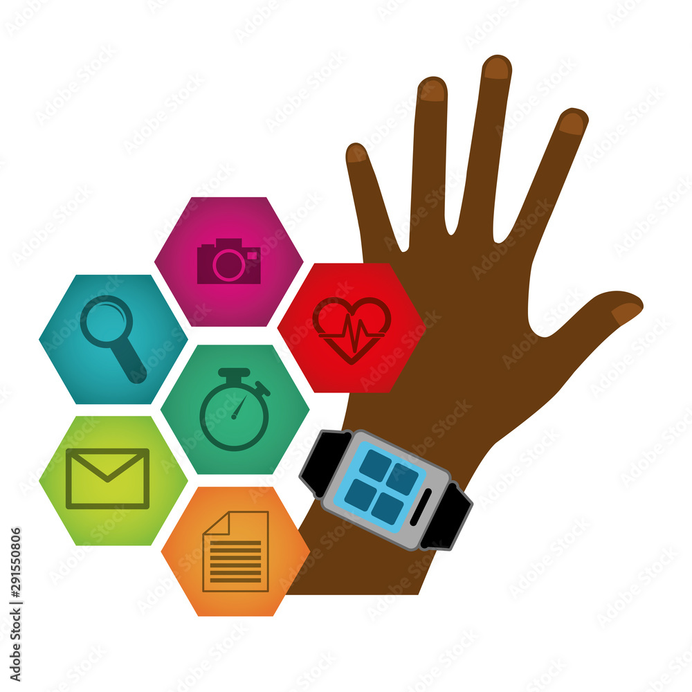 Poster smart watch technology with applications menu