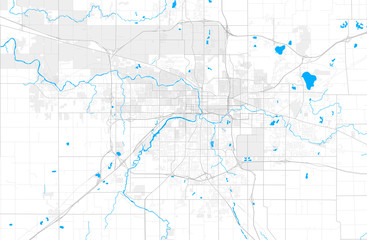 Rich detailed vector map of Lansing, Michigan, USA