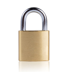padlock with keys isolated on white background