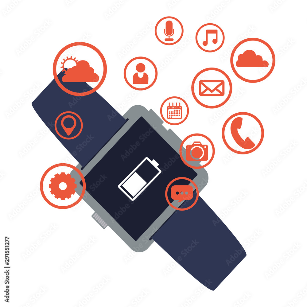 Poster smart watch technology with applications menu