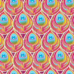 seamless pattern of the element in the form of a stylized peacock feather