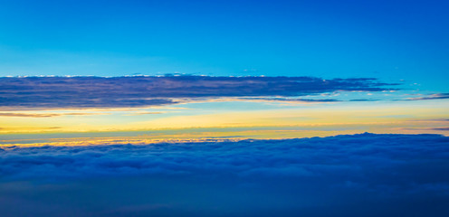 beautiful sky during the sunrise a view in between clouds 