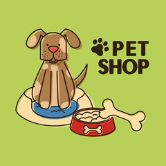 mascots with pets shop set icons