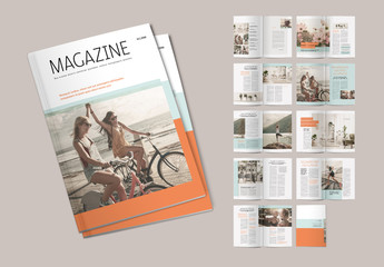 Magazine Layout with Teal and Orange Accents
