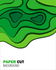 green paper cut banner, vector