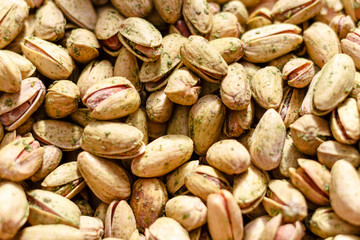 Pistachio nuts close-up. Background