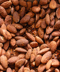 Almonds with spices. Background