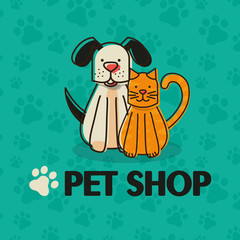 mascots with pets shop set icons