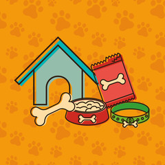 mascots with pets shop set icons
