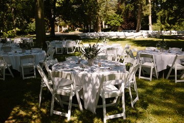 outdoor wedding reception tables - 291554206