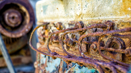 verrostete Motorenteile