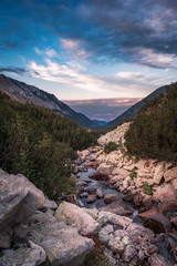 Obraz premium Amazing sunset landscape of Banderitsa river valley, Pirin Mountain, Bulgaria