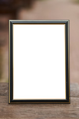 Wooden frame mockup  vertical a4. Close-up.