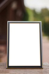 Wooden frame mockup  vertical a4. Close-up.