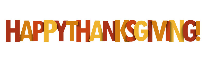 HAPPY THANKSGIVING vector typography banner in fall colors