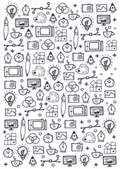 Graphic Design Background with hand draw doodle elements.